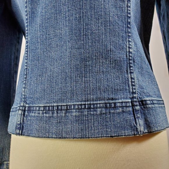 Kikit Jeans Embroidery & Sequins Denim Jacket Size L - Picture 9 of 13